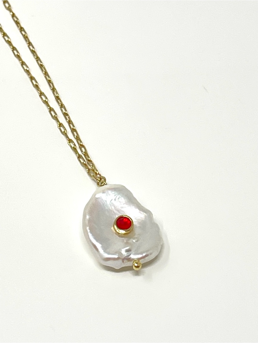 New Anthropologie Baroque Pearl Ruby Birthstone Necklace July
